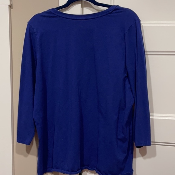 Denim&co Essentials scoop neck 3/4 sleeve top blue size 1X - Picture 5 of 5